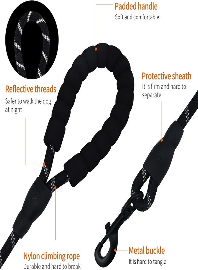 SHRBI Strong Pet Dog Leash with Soft Padded Handle,Highly Reflective Rope for Night Walking,360-Degree Rotating Metal Buckle Without Tangles,Suitable for Small,Medium and Large Dogs(4 FT-Black) - Image 3
